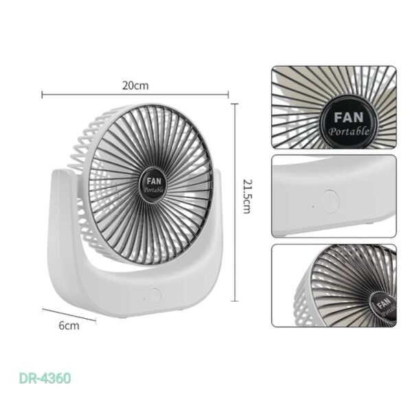 "Portable Rechargeable Desktop Mini Fan – Wide Angle Cooling for Home & Office" - Image 3