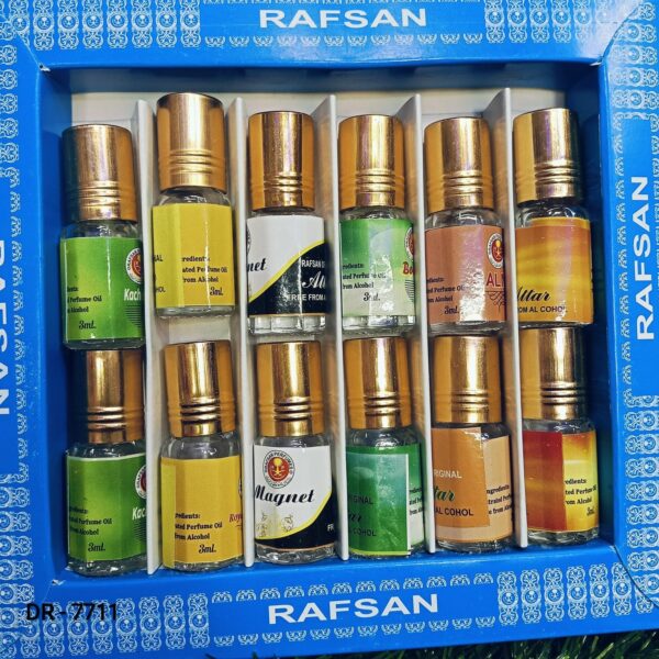 12 Pcs Halal Attar Combo Pack – Long Lasting & Alcohol-Free | 12 Unique Fragrances | 3ml Each - Image 2