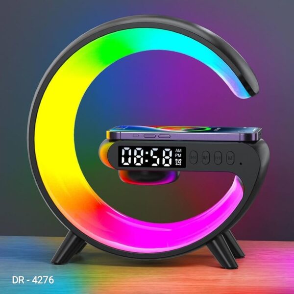 Smart Table Lamp with Wireless Charger, App Control, RGB Light, Clock, Alarm, Mini Bluetooth Speaker – G63 - Image 2